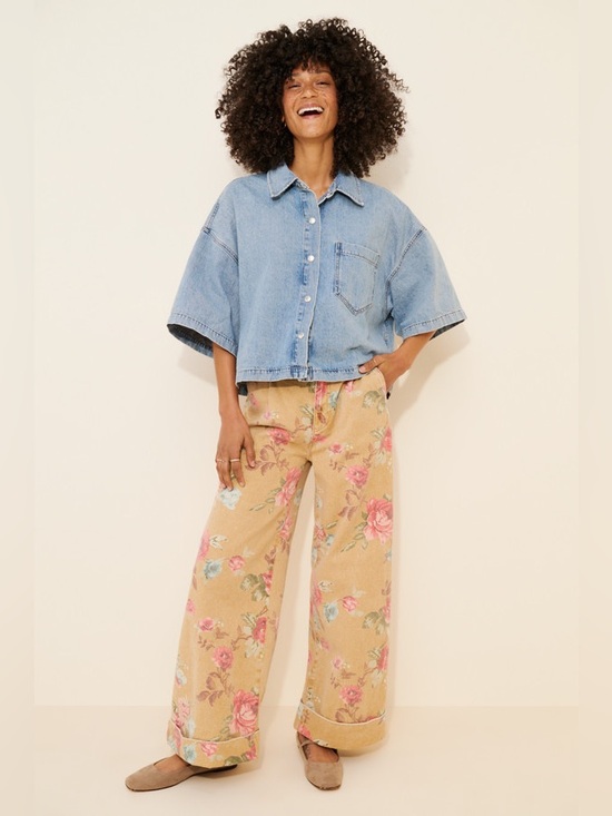 Pilcro Denim - Anthropologie Pilcro Leon Floral Wide Leg Jeans 28